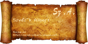 Szvák Albert névjegykártya